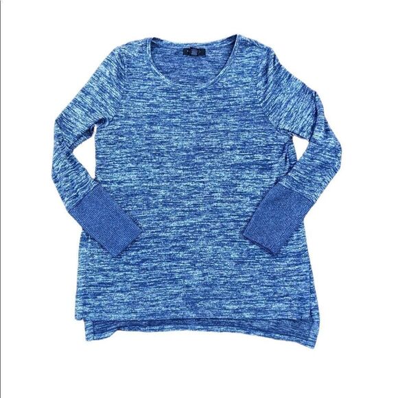 TAHARI Long-Sleeve Blue Top W/ Side Slits Size XL - Picture 1 of 5